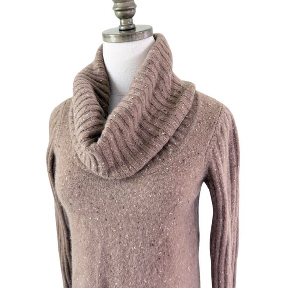Worth Tan 100% Cashmere Cowl Neck Sweater Dress Women's Size Small Long Sleeve - Picture 2 of 6